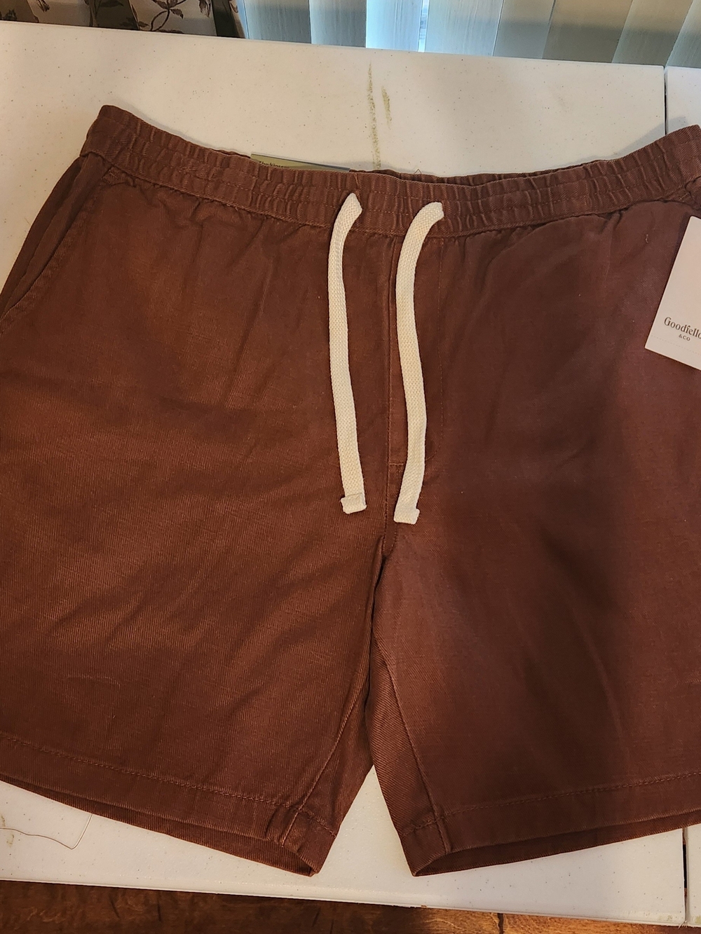Goodfellow & Co Brown Drawstring Athletic Shorts with White Tie